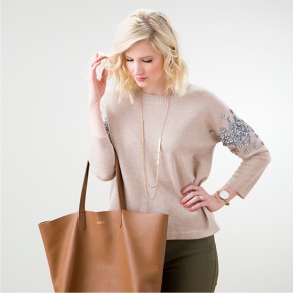 floral sequin floral knit sweater size medium - Main Image